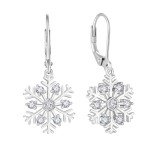 Snowflake Drop Dangle Earrings in Sterling Silver