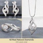 Diamond Jewelry Set: Pendant, Earrings & Ring