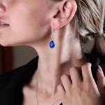 Sapphire Teardrop Leverback Birthstone Earrings for Women