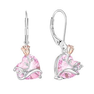 Rose Flower Dangle Leverback Earrings for Women