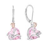 Rose Flower Dangle Leverback Earrings for Women