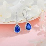 Sapphire Teardrop Leverback Birthstone Earrings for Women