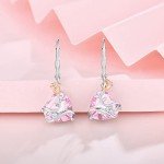 Rose Flower Dangle Leverback Earrings for Women