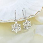 Snowflake Drop Dangle Earrings in Sterling Silver
