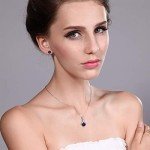 Blue Sapphire and Diamond Pendant Earrings Set