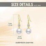 14k Gold Pearl Dangle Earrings for Women