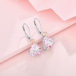 Rose Flower Dangle Leverback Earrings for Women