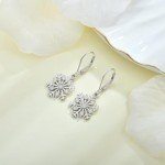 Snowflake Drop Dangle Earrings in Sterling Silver