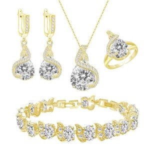Elegant Gold Plated Wedding Jewelry Set for Women