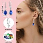 Sapphire Teardrop Leverback Birthstone Earrings for Women