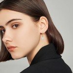 14k Gold Pearl Dangle Earrings for Women