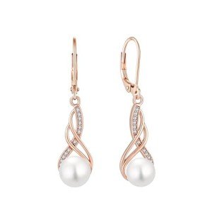 Elegant Rose Gold Pearl Drop Earrings for Women