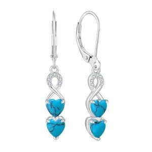 Turquoise Heart Drop Dangle Earrings for Women