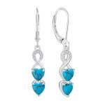Turquoise Heart Drop Dangle Earrings for Women