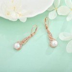 Elegant Rose Gold Pearl Drop Earrings for Women