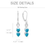 Turquoise Heart Drop Dangle Earrings for Women