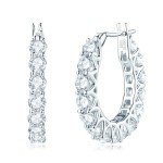 Moissanite Hoop Earrings in Sterling Silver