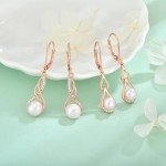 Elegant Rose Gold Pearl Drop Earrings for Women