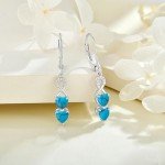 Turquoise Heart Drop Dangle Earrings for Women