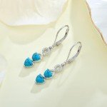 Turquoise Heart Drop Dangle Earrings for Women