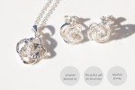 Elegant Silver Diamond Love Knot Jewelry Set