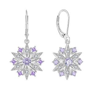 Sterling Silver Snowflake Birthstone Drop Earrings