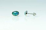 Opal Stud Earrings in White Gold Plated Silver