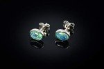 Opal Stud Earrings in White Gold Plated Silver
