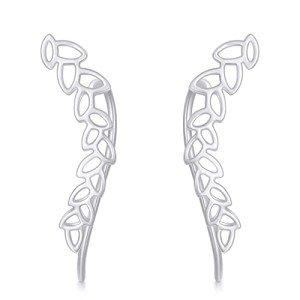 14k Yellow Gold Leaf Ear Climber Earrings