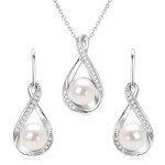 Sterling Silver Pearl Jewelry Set for Women