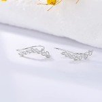 14k Yellow Gold Leaf Ear Climber Earrings