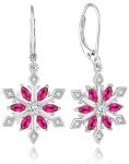 Christmas Ruby Snowflake Earrings for Women