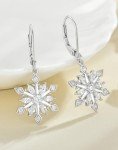 Christmas Ruby Snowflake Earrings for Women