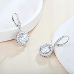 Guesma White Opal Halo Dangle Earrings for Women
