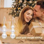 14k Gold Freshwater Pearl Dangle Earrings for Women