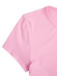 Milumia Women's Casual Rib Knit Short Sleeve Drawstring Ruched Bodycon Mini T Shirt Dress, Pink, XX-Small
