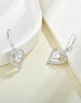 White Opal Heart Dangle Earrings in Sterling Silver
