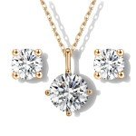 Moissanite Necklace and Earring Set in White Gold