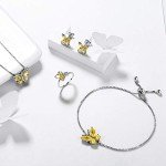 Yellow Butterfly Birthstone Jewelry Set for Women