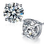 Elegant Moissanite Stud Earrings in 18K White Gold