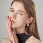 Sterling Silver Pearl Drop Hoop Earrings for Women