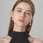 Sterling Silver Pearl Drop Hoop Earrings for Women