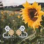 14k Gold Sunflower Heart Earrings for Women