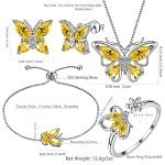 Yellow Butterfly Birthstone Jewelry Set for Women