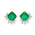 Elegant 14K Gold Emerald & Moissanite Earrings for Women