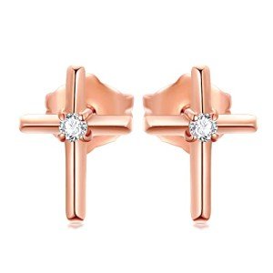 Rose Gold Cross Stud Earrings for Women