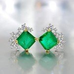 Elegant 14K Gold Emerald & Moissanite Earrings for Women