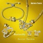 Yellow Butterfly Birthstone Jewelry Set for Women