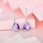 Butterfly Leverback Earrings with Heart Birthstone