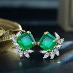 Elegant 14K Gold Emerald & Moissanite Earrings for Women